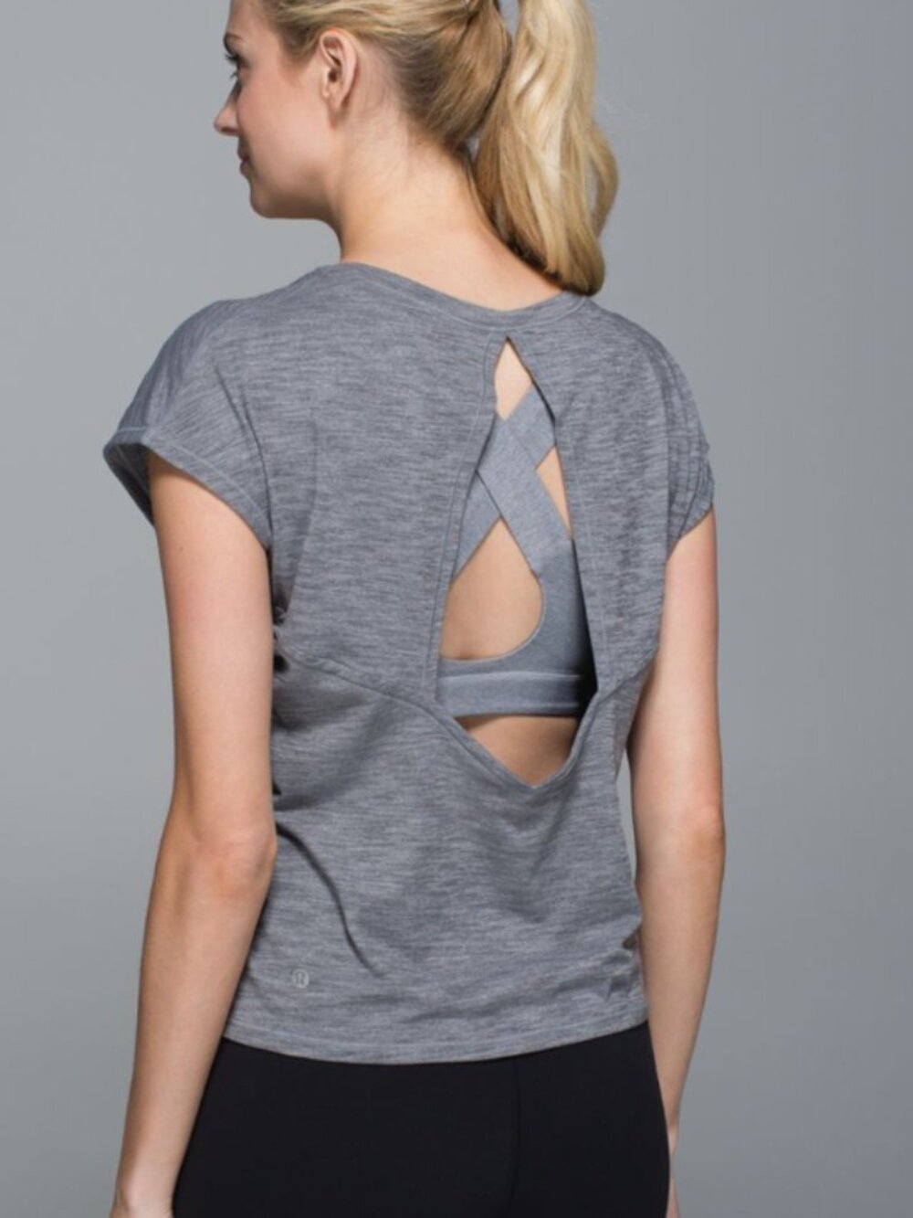 Lululemon Sweaty Or Not Crop Tee Heathered Slate